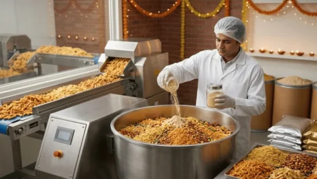 Hing in Diwali snacks and namkeen production Hing in Diwali snacks and namkeen production